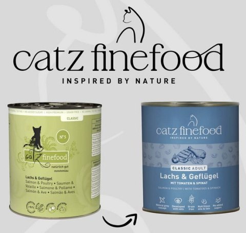 Catz Finefood Classic N.05 Łosoś i drób puszka 800g