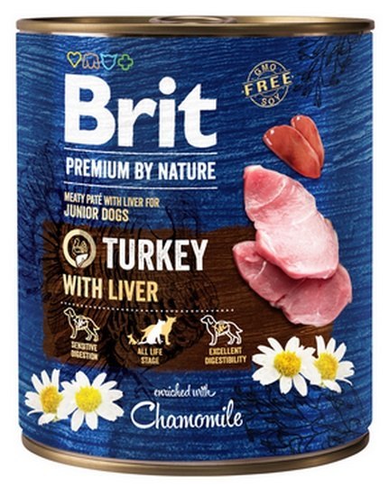 Brit Premium By Nature Turkey & Liver Junior puszka 800g