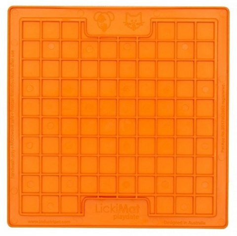 LickiMat Playdate Kwadrat miękki pomarańczowy