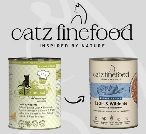 Catz Finefood Ragout in Sauce Łosoś i Dzika Kaczka (N.605) puszka 380g