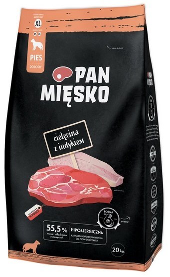Pan Mięsko Karma sucha dla psa - cielęcina i indyk chrupki XL 3kg