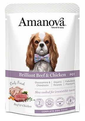 Amanova Dog Adult Brilliant Beef & Chicken - wołowina i kurczak saszetka 300g [P01]