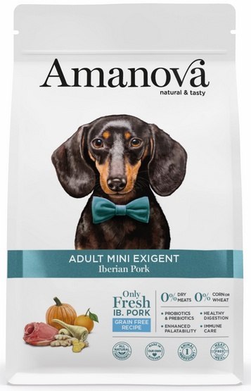 Amanova Dog Adult Mini Exigent Iberian Pork - wieprzowina 800g