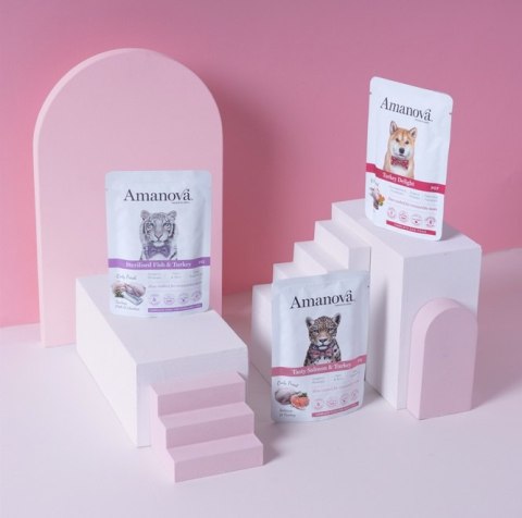 Amanova Cat Sterilised Fish & Turkey - biała ryba i indyk saszetka 85g [P12]
