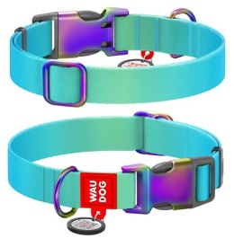 Collar WauDog Recycled Obroża nylonowa z QR-paszportem, gradient L 25mm/33-49cm niebieski
