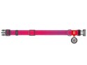 Collar WauDog Nylon Mono Obroża nylonowa odblaskowa z QR-paszportem, plastikowy fastex, S 15mm/25-35cm różowa
