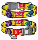 Collar WauDog Nylon Obroża nylonowa z QR-paszportem, plastikowy fastex, wzór FUTRZANE POTWORY, L 25mm/33-49cm