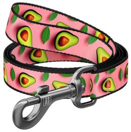 Collar WauDog Nylon Smycz nylonowa M 20mm/200cm, wzór AWOKADO NA RÓŻU