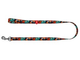 Collar WauDog Nylon Smycz nylonowa M 20mm/200cm, wzór ZĘBATE POTWORY