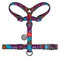 Collar WauDog Nylon Szelki nylonowe anatomiczne w kształcie litery H, z QR-paszportem, plastikowy fastex, wzór LATO, rozmiar L 2