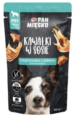 Pan Mięsko Karma mokra dla psa - wieprzowina z dzikiem kawałki w sosie saszetka 150g