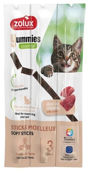 Zolux Yummies Miękki przysmak dla kota - Pałeczki Jagnięcina & Ryż 3x5g