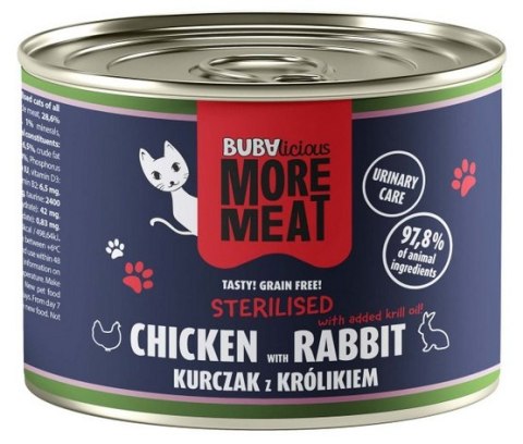BUBAlicious Kot More Meat Sterilised kurczak i królik puszka 185g