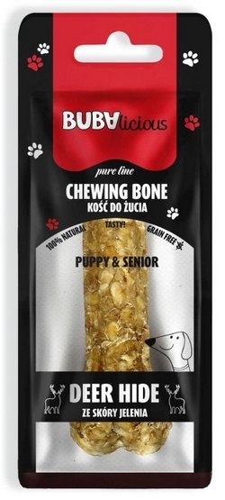 BUBAlicious Pure Line Kość do żucia Puppy & Senior ze skóry jelenia 12 cm [8711]