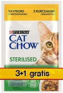 Purina Cat Chow Sterilised Kurczak saszetki 3+1 GRATIS 4x85g