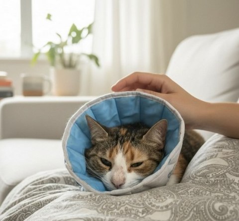 Grande Finale Kołnierz pozabiegowy z tkaniny rozmiar 6 niebieski [WET/KT/6(XXXL)]